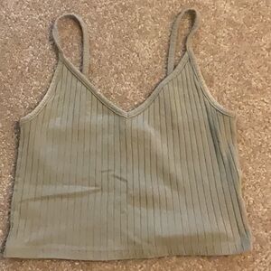 H&M Green Ribbed Crop Camisole